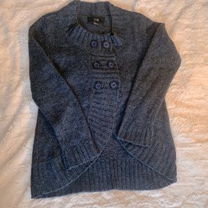 Blue half button sweater